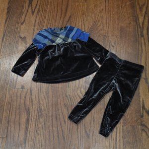 LIKE NEW! 2PC VELOUR/PLAID OUTFIT SZ 9MOS